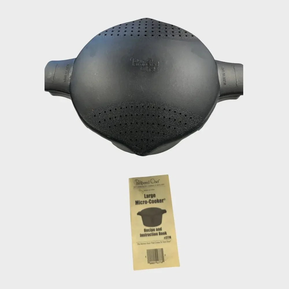 Pampered Chef Black Large 2Qt Micro Cooker Rice Veggie Steamer Strainer